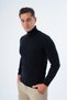 Men's Black Cotton Turtleneck Sweater - 3