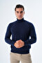 Men's Navy Blue 100% Cotton Turtleneck Sweater Trist-1105 - 3