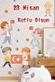 April 23 Sticker Set, Children's Day School Home Decoration Sticker Set April 23 - 2
