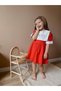 Red Dress with White Collar and Heart Detail, Holiday Dress - 3