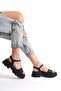 Women's Black Merly High Sole Orthopedic Ankle Sandals - 5