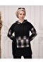 Women's Sleeve Plaid Hooded Tracksuit Set - 3