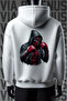 Boxing Front and Back Printed 3 Thread Wide Fit White Hooded Sweatshirt