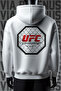 Ufc Cage Front and Back Printed 3 Thread Wide Pattern White Hooded Sweatshirt
