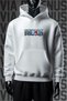 One Piece Front and Back Printed 3 Yarn Wide Pattern White Hooded Sweatshirt - 2