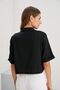 Women's Black Crop Twill Fabric Buttoned Pocket Shirt - 8