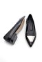 Women's Pointed Toe Buckle Ballerinas Devas Black Croco - 7