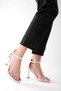 Women's Stoned Evening Dress Heeled Shoes Blunt Toe Sapro white - 4