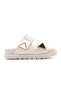 Women's Genuine Leather Daily Buckle Velcro Slippers Foil Ecru - 3