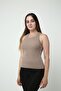 mink Women's Tank Top - Ribbed Halter Neck, Daily Use, Comfortable and Stylish