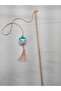 Cat Fishing Rod, Rattle, Plastic, Colorful, Cat Patterned, Tasseled, Wooden Handle, Toy