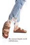 Women's Taba Nubuck Gold Buckle Double Banded Adjustable Buckle Daily Slippers