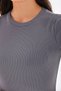 Gray Bodycon Short Sleeve Crew Neck Tea Length Ribbed Stretchy Camisole Pencil Dress-115Cm - 7