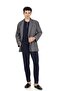 Navy Blue Robe and Combed Cotton Long-sleeved Pajamas Groom's Dowry Set