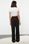 Black-Ecru 2'Li Package Viscose Bias Detailed Woven Pajama Bottom Thmaw25Pj00015 - 5