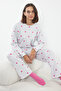 Gri Melanj Kalpli Slogan Baskılı Lastikli Örme Pijama Takımı THMAW25PT00045 - 2