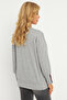 Women's Gray Stripe Detailed V-Neck Sweatshirt Ey2905 - 5