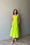 Oil Green Strap Apparatus Detailed Embroidered Dress