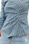 Blue Pleat Detailed Double Breasted Striped Shirt - 2