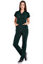 Dark Green Lycra Thick Fabric Scrubs Doctor Nurse Jersey Bat Sleeve Surgical Suit - 5