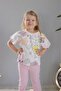 Girl's Daisy and Rabbit Patterned Combed Cotton T-SHIRT Ribbed Pants Comfortable Fit 2-Piece Set - 2