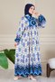 Alaçatı Dress Hijab Dress Summer Dress Shawl Pattern Dress Water Pattern Dress - 4