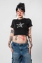 V2 - leopard and Star Printed Black Crop Top