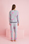 Gray Fuchsia Star Print Ribbed Knitted Pajamas Set - 2