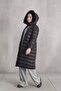 Puffer Jacket with Hooded Feathers Black