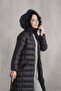 Puffer Jacket with Hooded Feathers Black - 4