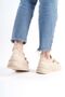 Cream High Sole Comfortable Soft Shiny Stripe Detailed Women's Casual Sports Walking Shoes Sneakers - 4