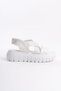 White High Sole Cross Rubber Striped Open Front Women's Summer Sandals - 6