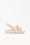 Cream Cross Puff Striped Heel Support Velcro Women's Summer Sandals - 6