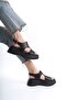Black High Sole Closed Side Open Buckle i Summer Women's Wedge Heeled Sandals - 3