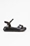 Black Three Thin One Transparent Striped Ankle Buckle Women's Summer Sandals Slippers - 2
