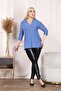 BLUE STRIPED ZIPPERED FAKİRKOL BLOUSE - 6