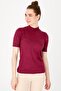 Women's Lycra Short Sleeve Half Fisherman Blouse Dark Plum - 4