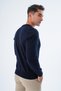 Men's Navy Blue 100% Cotton Crew Neck Knitwear Sweater Trist-1101 - 6
