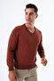 Men's Tan 100% Cotton V-Neck Knitwear Sweater Trist-1102 - 4