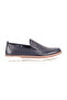 L4741 Leather Men's Loafer Shoes Navy Blue - 2