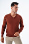 Men's Tan 100% Cotton V-Neck Knitwear Sweater Trist-1102 - 5