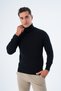 Men's Black Cotton Turtleneck Sweater - 4
