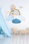 Cute Clouds Rainbow And Flying Balloon Blue Kids Room Sticker - 2