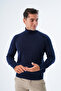 Men's Navy Blue 100% Cotton Turtleneck Sweater Trist-1105 - 4