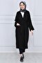 Women's Black Summer Belted Double Pocket Kimono