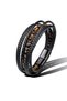 Tiger Eye Natural Stone Steel Mesh Black Leather Bracelet 19 Cm. - 5