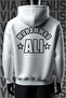 Muhammad Ali Front and Back Printed 3 Yarn Wide Fit White Hooded Sweatshirt