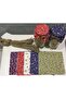 50 Pieces of Mixed Color Jar Lid Fabric (Cover) and Beaded Binding Rope - 2