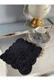 Black Linen Hole Business Cocktail Napkin Single - 2