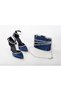 Women's Stoned 7 cm Navy Blue Evening Dress Shoes and Bag Combination 354Ç (Choose Your Own Size) - 2